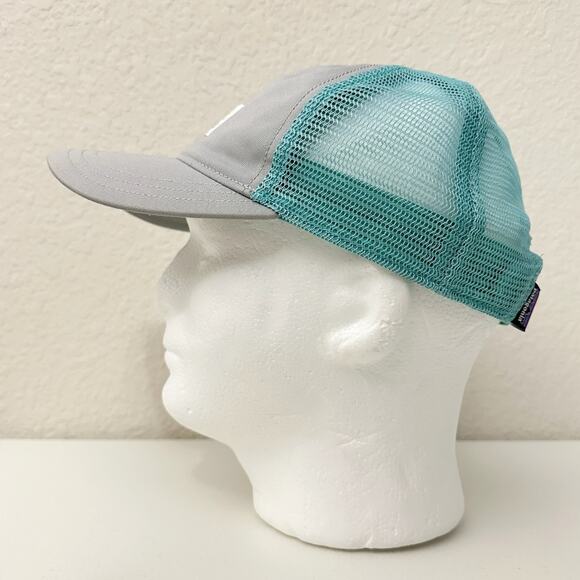 PATAGONIA Spellout Patch Mesh Lo-Pro Trucker Hat Unisex Gray Teal Snapback - Picture 4 of 10